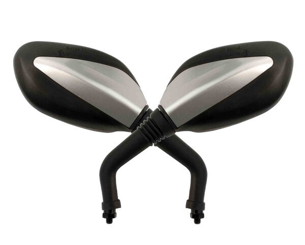 Spiegelpaar Universal M8 schwarz silber für Roller Quad Motorrad